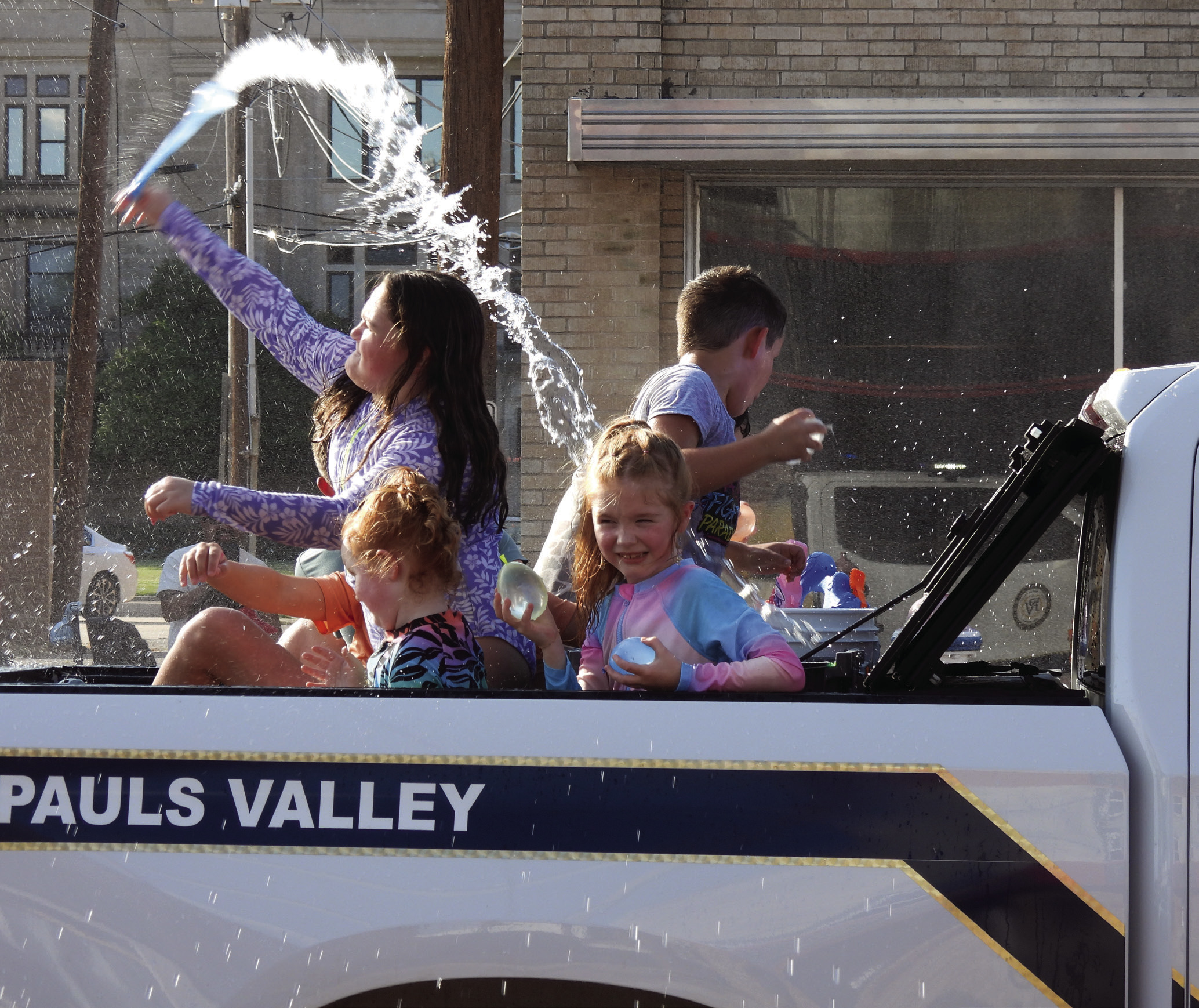 Kids and adults broke out their water balloons and blasters and area fire departments brought their water rigs for Pauls Valley’s first-ever Water Fight Parade Monday night. The event was a fun way to usher out summer vacation and welcome the new school year. For more photos visit gcnewsstar.com.