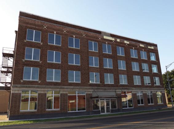 New windows are part of ongoing renovations to the historic Moody Hotel building in Pauls Valley. The 1923 building will eventually be the new home of a local accounting firm and private office space for rent. News Star photo by Chris Mackey