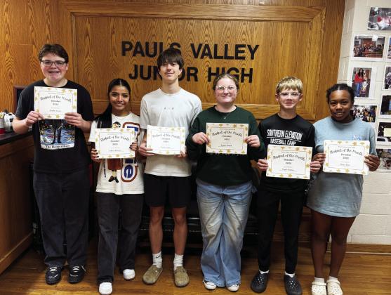PVJH honors October Students of the Month