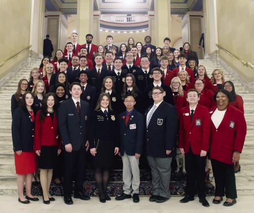 Oklahoma CareerTech student organization state officers gathered at the state Capitol on Feb. 25, 2025, for CTSO Day at the Capitol. Courtesy photo.