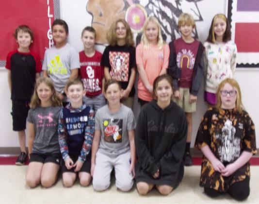 Fifth Grade, back row, from left: Tatum Manning, Christofer Cayton, Ryker Bailey, Rayne Lindig, Christi Reed, Hadley Clune, Zoey Jenks. Front row, from left: Elise Beach, Easton Davis, Colby Sherrill, Nevaeh Hayes, Courtney Walker. Photo courtesy of Heather Ivey