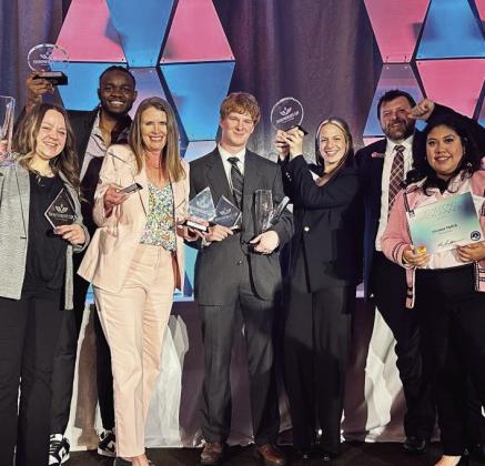 Representing ECU at the 2024 i2E Entrepreneur’s Cup were (from left) Alyssa McCullar; Godsgift Ezedinma; Stacey Bolin; Hunter Cook; Jolee Grinstead; Michael Scott, Dean of ECU's Harland C. Stonecipher School of Business; and Vivian Tapia. Courtesy photo.