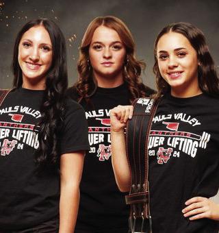 PV girls' powerlifters Macy Peck, Keylee Patchell and Jaida Seabolt.
