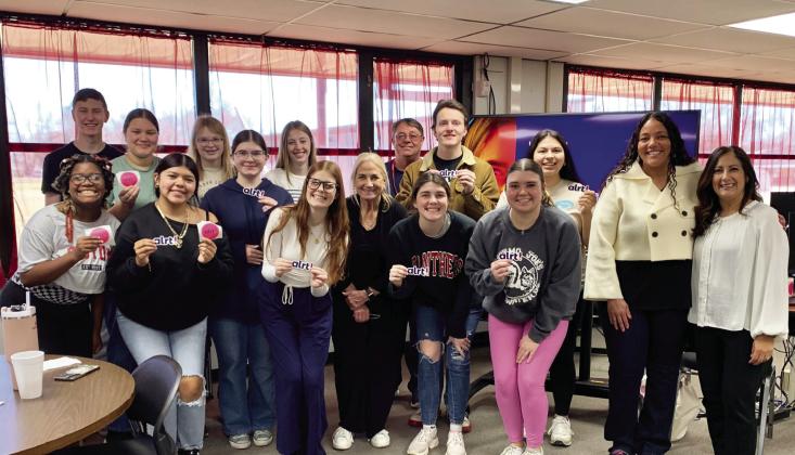 The Pauls Valley Student Rotary group had the opportunity Feb. 25 to learn about the new 'alrt!' program from Mary Abbott House to teach children about online safety. The interactive ALRT curriculum, which stands for Avoid, Learn, React, Tell, is for students in fifth-12th grade. More information can be found online at abbott-house.org/education. The program and lunch were hosted by Pauls Valley National Bank. Courtesy photo