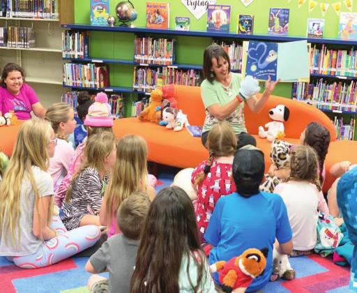 Children attending the “Tails and Tales” Summer Reading Program at Chandler-Watts Memorial Library in Stratford treated their own stuffed animals to a library slumber party. After an evening story time, the kids went home, but left their stuffed animals at the library to enjoy the party. Courtesy photo