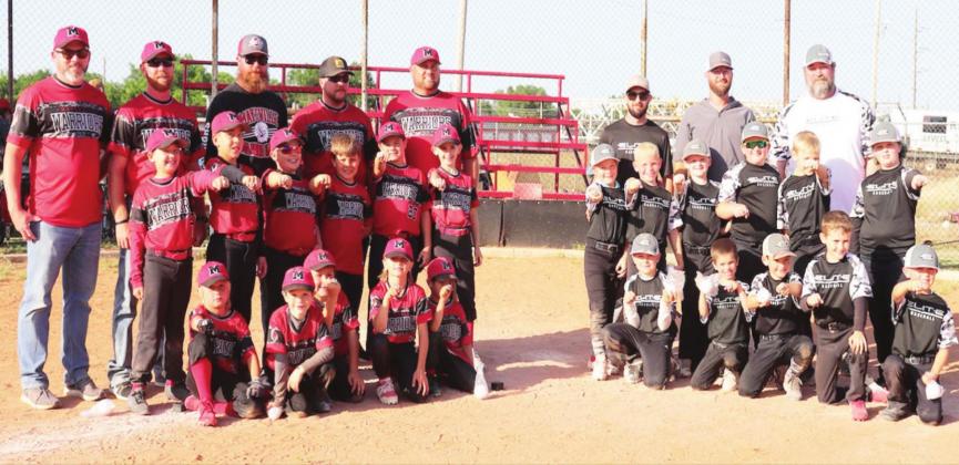 Tournament Runners-Up, the Maysville Warriors on left and the Tournament Champions, the Purcell Elite. Photo courtesy of Gayle Sanders