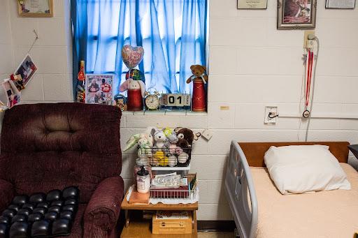 Justine Lancaster used to play piano for the staff and residents at Beadles Nursing Home in Alva. She loved coffee and sweets. She was moved from her room in November 2021 after testing positive for COVID-19. She died on Dec. 8, 2021. (Whitney Bryen/Oklahoma Watch)