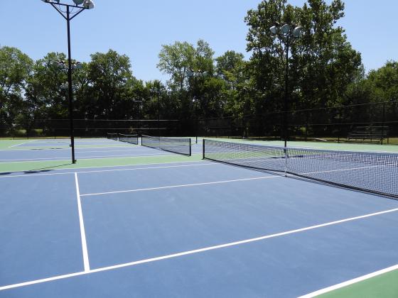 Newly resurfaced tennis courts on the east side of Wacker Park in Pauls Valley. News Star photo by Chris Mackey