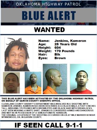 Oklahoma Highway Patrol issued an updated Blue Alert for Jenkins Friday with additional photos.