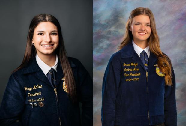 Taryn McCaa of Elmore City-Pernell FFA (left) and Grace Wright (right) of Stratford FFA are both candidates for state FFA offices.