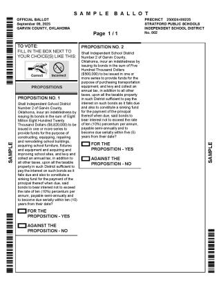 Sample ballot for Tuesday's special election for Stratford voters.