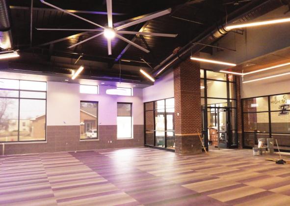 The commons area at ECP's new high school will serve as a place for students to gather, do homework and just hang out. The space will be furnished with soft seating, chairs and tables in various heights and booths.