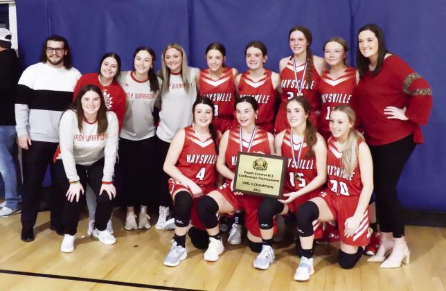 Maysville’s Lady Warriors won the South Central Conference Tournament Championship Saturday in Paoli. Maysville went undefeated in the conference with wins over Millcreek, Springer and Turner. The Warriors are 8-3 on the season and play Thackerville this Friday evening at Thackerville. News Star photo by Chris Mackey
