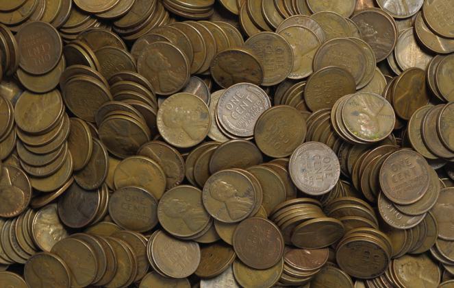 Collection of pennies at Liberty Coin and Gold in Norman, Oklahoma. /Liberty Coin and Gold