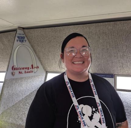 Wynnewood Public Library Director Jamie Jennison poses at the top of the Gateway Arch in St. Louis. Jennison was invited to attend a special IMLS conference for rural librarians. Courtesy photo
