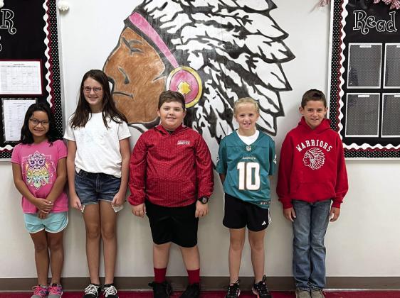 Mrs. Dean's fourth grade, from left: Lidia Cayton, Emilee Brandenburg, Talan Dean, Macie Klein, Preston Randol. Photo courtesy of Heather Ivey.