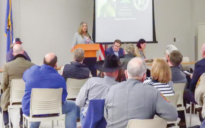 Close to 75 people turned out for a Marijuana Town Hall meeting hosted by Rep. Cindy Roe in Pauls Valley on Dec. 16.  