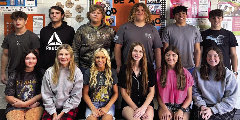 Maysville will crown homecoming royalty before tonight‘s (Oct. 11) game against Paoli. The 2024 HOCO Court is (back row, left to right) Kevin Alviso, Rylan Foos, Rowdy Knox, Noah Alviso, Isaac Harris and Josh Wilson. Front row, left to right are Racy Wigley, Claire Mann, Allison Riley, Kelsey House, Addi Allen and Paige Moore. Courtesy photo