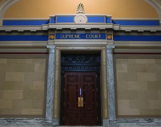 The outside doors of the Oklahoma Supreme Court chambers are seen in this file photo. Photo by Whitney Bryen of Oklahoma Watch