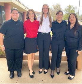FCCLA members from Maysville High School attending the Lead Conference on September 13 at Duncan included, from left, Bridget Crawford, Raegan Howard, Alea Sherrill, Samantha Landeros, and Emily Rios. Mrs. Haly Murray is the MHS FCCLS Advisor. Courtesy photo.