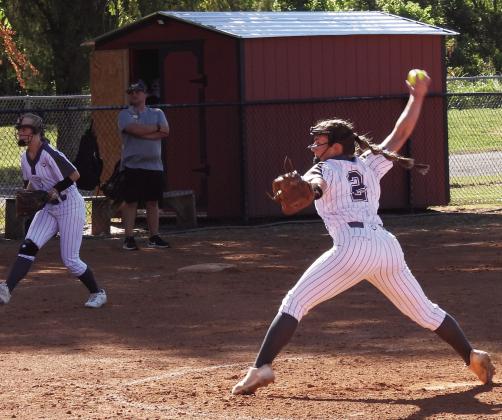 Madi Caldwell pitched five innings and struck out four with one walk in Pauls Valley’s shut-out win over Madill Tuesday evening.