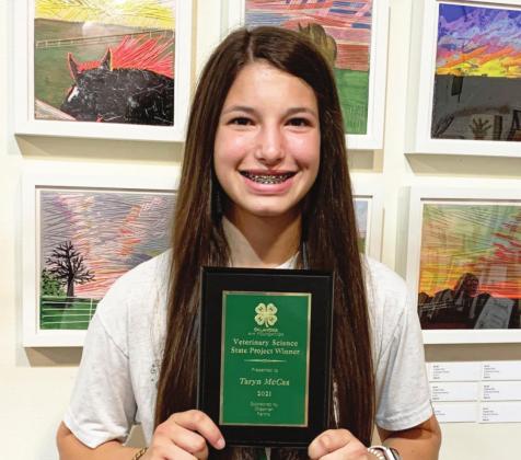 McCaa named State 4-H Project Winner
