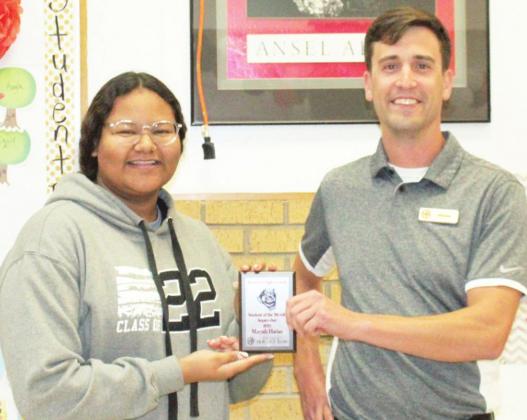 Maryah Harian is a junior, and the daughter of Dennis and Raven Harrell. Sponsoring the female students of the month for September is Michael Carlton of Oklahoma Heritage Bank.