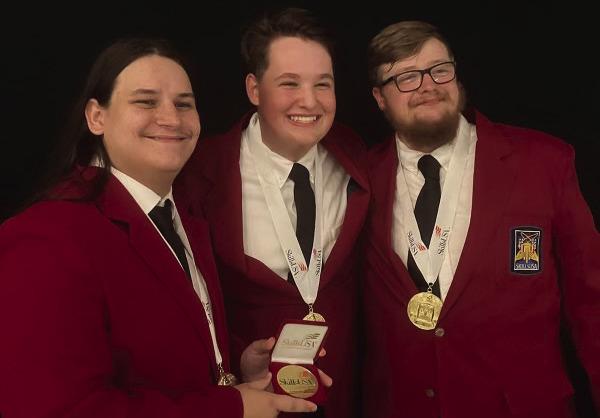 MATC Pre-Engineering graduates are all smiles upon receiving their Gold Medal, in the Engineering Technology and Design contest, at the SkillsUSA National Leadership and Skills Conference. Courtesy photo