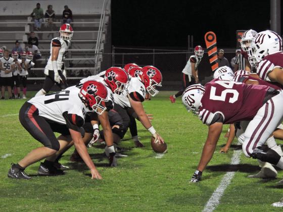 The Stratford Bulldogs get set to score early in the first half against the Wynnewood Savages Oct. 6. The Bulldogs shut out the Savages 25-0 to secure their third win in District A-4. News Star photo by Chris Mackey
