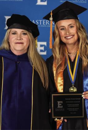 Eastern Oklahoma State College named its 2025 Outstanding Graduates at the Commencement Ceremony on May 2. Dean of Science and Mathematics Dr. Andrea Green and Science and Mathematics honoree Kennedy Edwards. Courtesy photo
