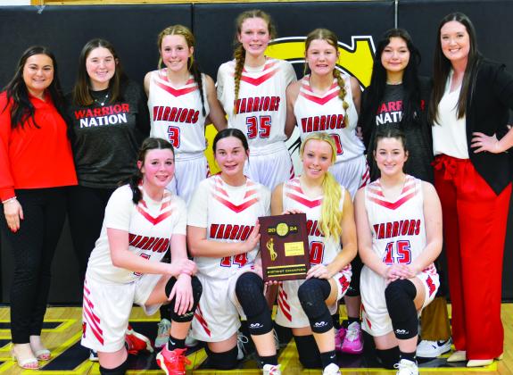Maysville Lady Warriors pose to celebrate as 2024 Class B District 8 Champions. News Star photo by Denny Park
