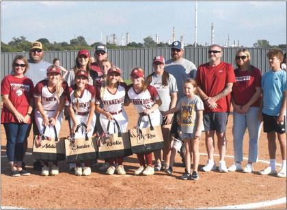Wynnewood seniors Addie Rozzell, Charlee Minton, Keelie Anderson and M’Ree Kinard are ready for Regional Tournament play Thursday in Stratford. Wynnewood plays Pawnee at 2 p.m. News Star photo by Don Coffey