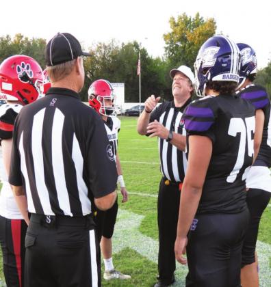 Coin toss before the start of the Elmore City-Pernell vs Stratford football game.
