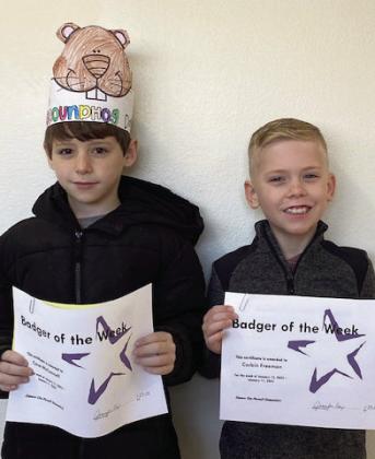 The Elmore City-Pernell Elementary School Badgers of the Week for January 13 are Case McConnell and Corbin Freeman. Case is in Mrs. Ferris' class, and Corbin is in Mrs. Pickett's class. Courtesy photo