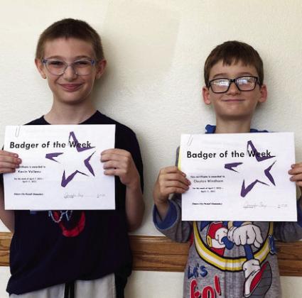The Elmore City-Pernell Elementary School Badgers of the Week for the week of April 7 were Kevin Valleau and Clayton Windham. Both boys are in Mrs. Foster's class. Courtesy photo