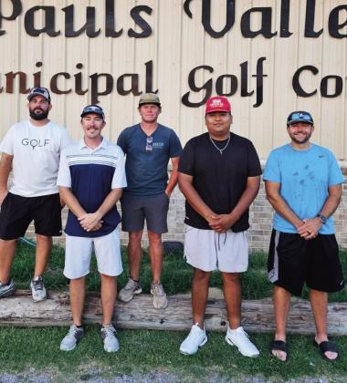 Tyler Nation, Cash Dowers, Kaleb Warren, George Gutierrez and Cody Miller won the July 11 Thursday Night Scramble with 8 under par. Photo courtesy of Dean Browning.