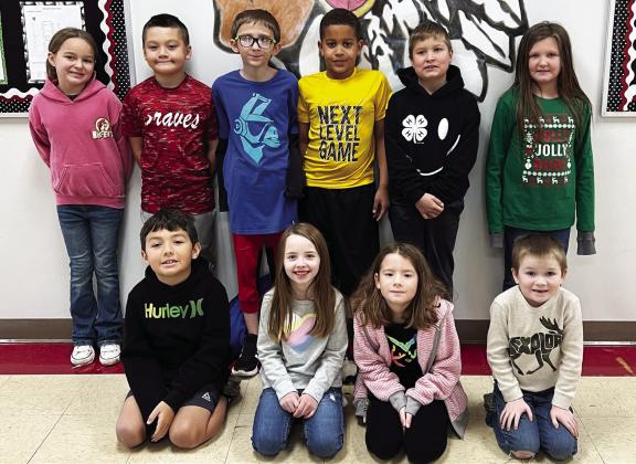 Maysville Elementary second grade students who have completed 50% of their Accelerated Reader goals for the third nine-weeks include (back row, l-r): Jacey Armstrong, Damian Gutierrez, Jace Barth, Mason Barrett, Jaxson Thompson and Ashlynn Roberts-Alpha. Front row: Beaux Covert, Brittyn Hailey, Charlee Smith and Billy Oldham. Not Pictured: Jayden McKee, Cavan Murray, Kamryn White and Ellie Williams. Photo courtesy of Heather Ivey.