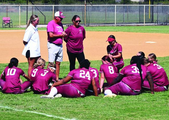 The Lady Savages recap the season after Wynnewood‘s loss to Wilberton in the OSSAA Regional Tournament hosted by Wynnewood last weekend. News Star photo by Don Coffey