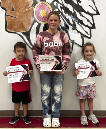 Maysville Elementary School‘s Warriors of the week are (l-r) Nolin Arnold, Coty Ferguson, and Sunny Bernal Courtesy photo
