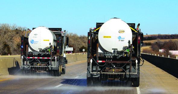 ODOT trucks pretreating roads with salt and beet juice mixture in preparation for this weekend’s winter storm. Photo courtesy of ODOT