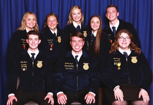 Presley Pullen, of the Stratford FFA Chapter (back Left), was recently elected as the 2022-2023 Central Area Vice-President for the Oklahoma FFA Association. Courtesy photo