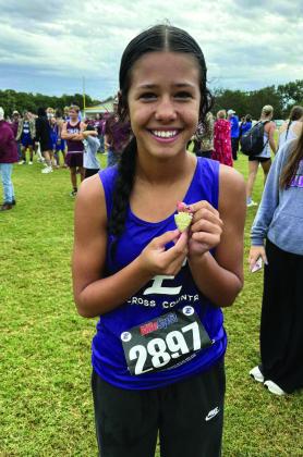 Elmore City-Pernell’s Remlee McIntosh shows off her medal at the 2025 Regional Meet. Courtesy photo