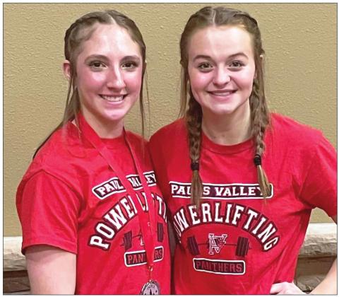Pauls Valley Powerlifters Macy Peck and Keylee Patchell