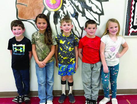 Maysville Elementary School students from Mrs. Ring's first grade class who have achieved 50% of their accelerated reader goals for the third nine weeks of the school year include, from left, Jagg Armstrong, Rylee Covert, Connor Crawford, John Gamble and Zoey Sherrill. Courtesy photo