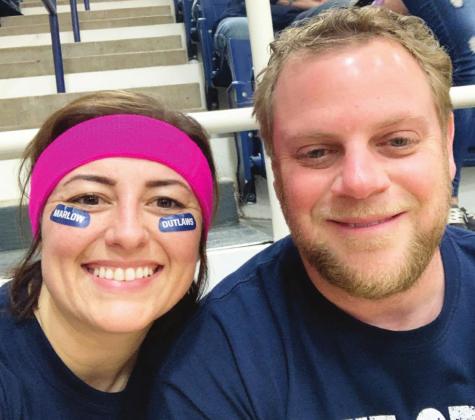Senator Jessica Garvin and Representative Brad Boles at a charity basketball game in Marlow with the Blew Crew April 8. The game was played to benefit the Marlow Parent Teacher Organization. Courtesy Photo