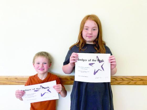 Badgers of the Week for September 6 are: Cole Russell and Lillian Huser. Cole is from Mrs. Faucett's class and Lillian is from Mrs. Huebner's class. Photo courtesy of Jennifer Earp