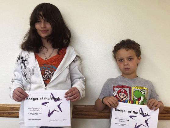 The Elmore City-Pernell Elementary School Badgers of the Week for the week of March 31 are Annabell Hatley and Kyler Fitch. Annabell is in Ms. Huebner's class, and Kyler is in Mrs. Anderson's class. Courtesy photo