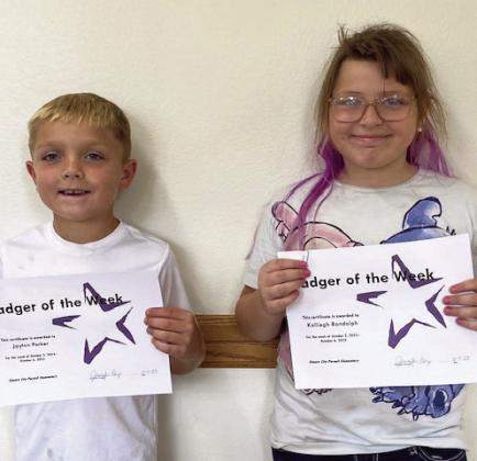 ECP Elementary Badgers of the Week for the week of October 2 are Jayton Parker and Kalleigh Randolph. Jayton is in Mrs. Anderson's class, and Kalleigh is in Mrs. McConnell's class. Photo courtesy of Jennifer Earp.