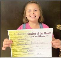 Paoli Elementary August Student of the Month Ava Cowan is in 2nd grade. Her grandparents are David and Darla Dillard. Her favorite subject is math. She loves to eat pizza and salad. Ava wants to be a designer when she grows up. Photo courtesy of Staci Seabolt.
