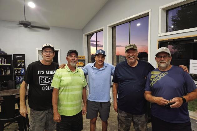Scott Holloway, Jeff Tinnin, Cash Roberts, Keith Blackburn and Acie Petty won the weekly Thursday Night Scramble at Pauls Valley Municipal Golf Course Sept. 19. The evening's long drive and closest to the pin results also included Keith Blackburn, long drive on hole 9; Dalton Wilcox, long drive on hole 6; Troy Whitefield, closest to the pin on hole 8; and Nick Rennie, closest to the pin on hole 5. Courtesy photo